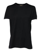 Black Cotton DG Print Short Sleeve Top T-shirt