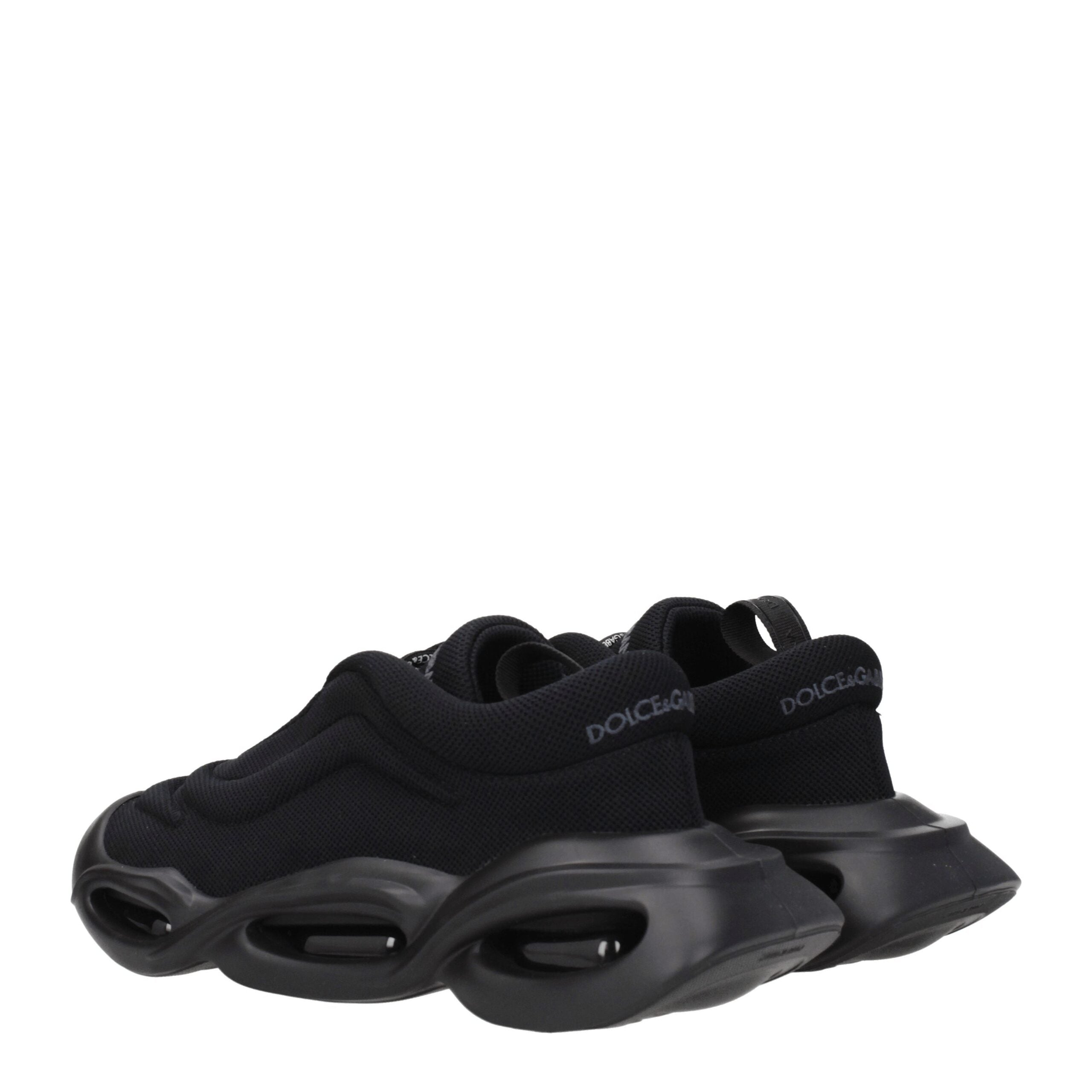 Black Fabric Chunky Sneakers