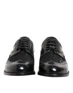 Black Leather Floral Lace Dress Formal Shoes