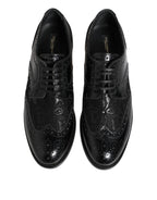 Black Leather Floral Lace Dress Formal Shoes