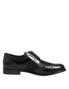 Black Leather Floral Lace Dress Formal Shoes