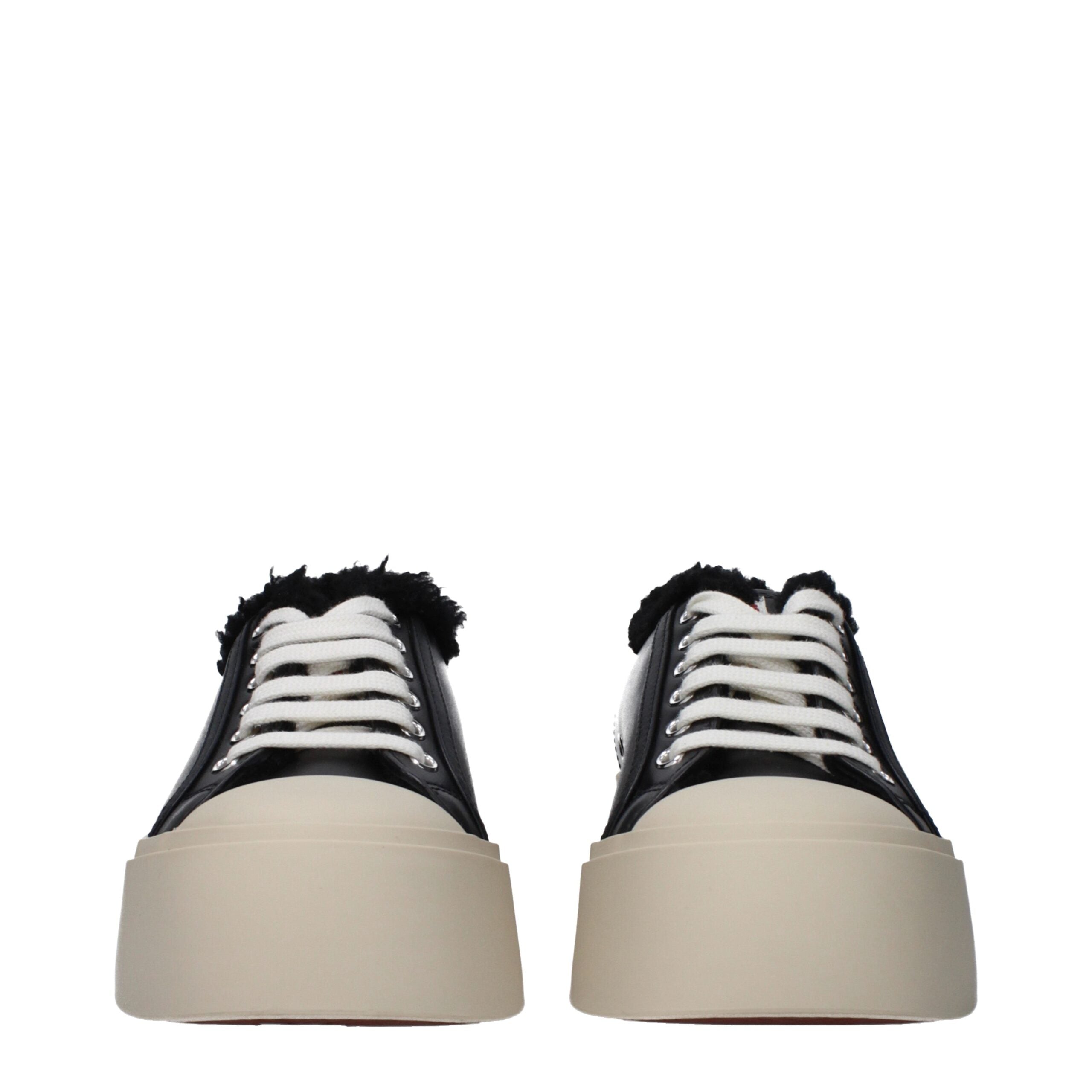Black Leather Chunky Sneakers