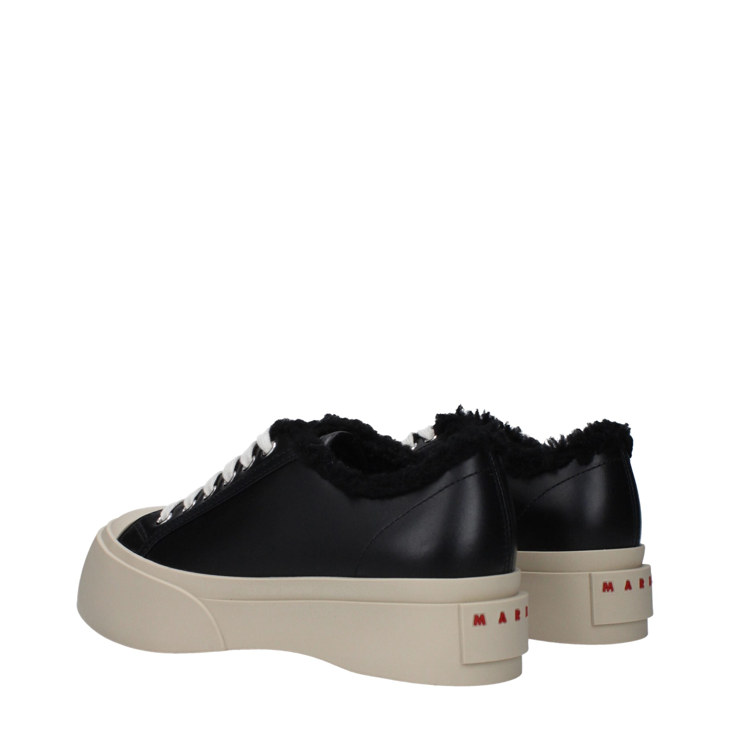 Black Leather Chunky Sneakers
