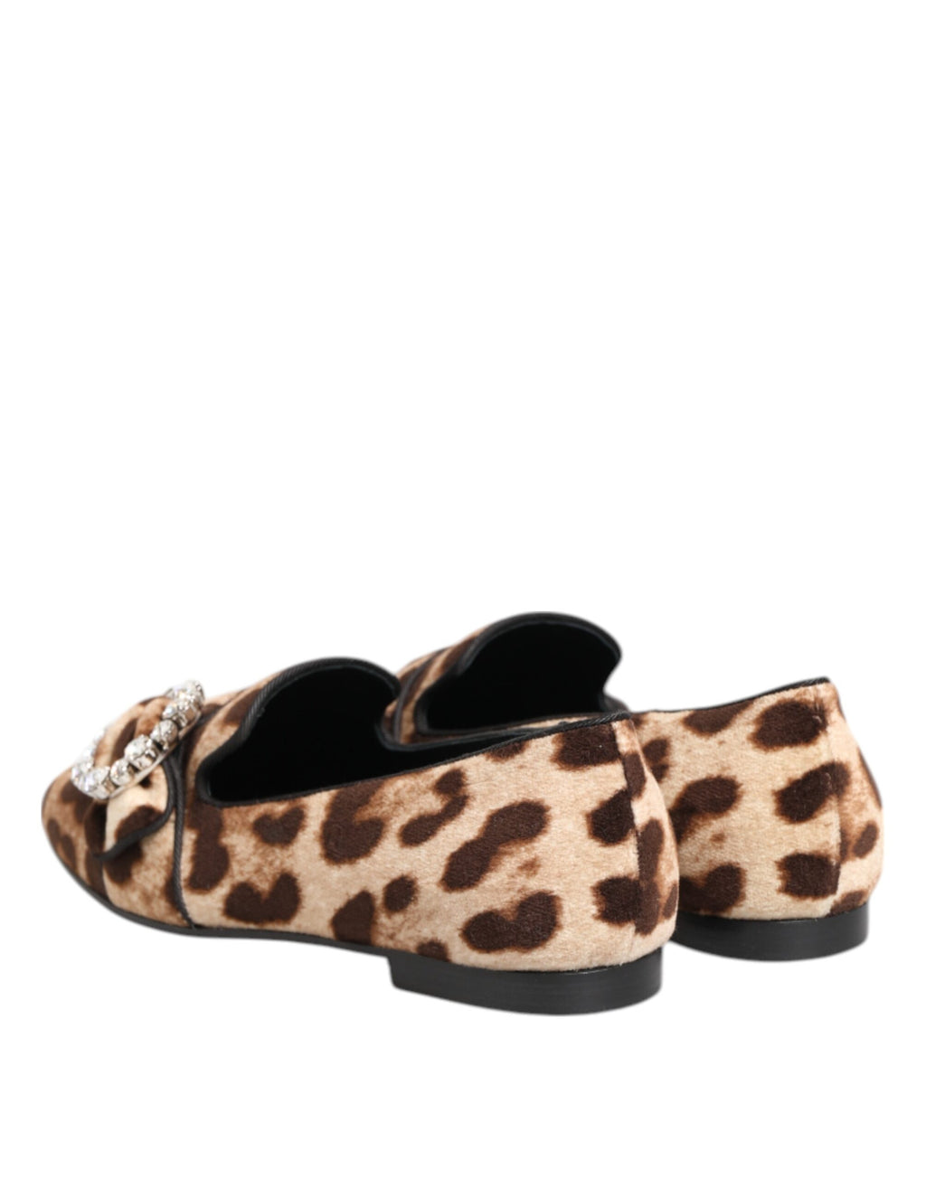 Brown Leopard Print Crystals Loafers Flats Shoes
