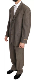 Brown Single Breasted Wool Suit