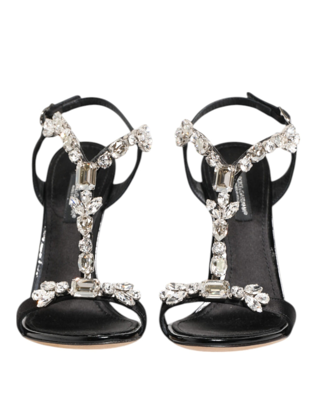Black Keira Crystals Heels Sandals Shoes