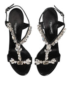 Black Keira Crystals Heels Sandals Shoes