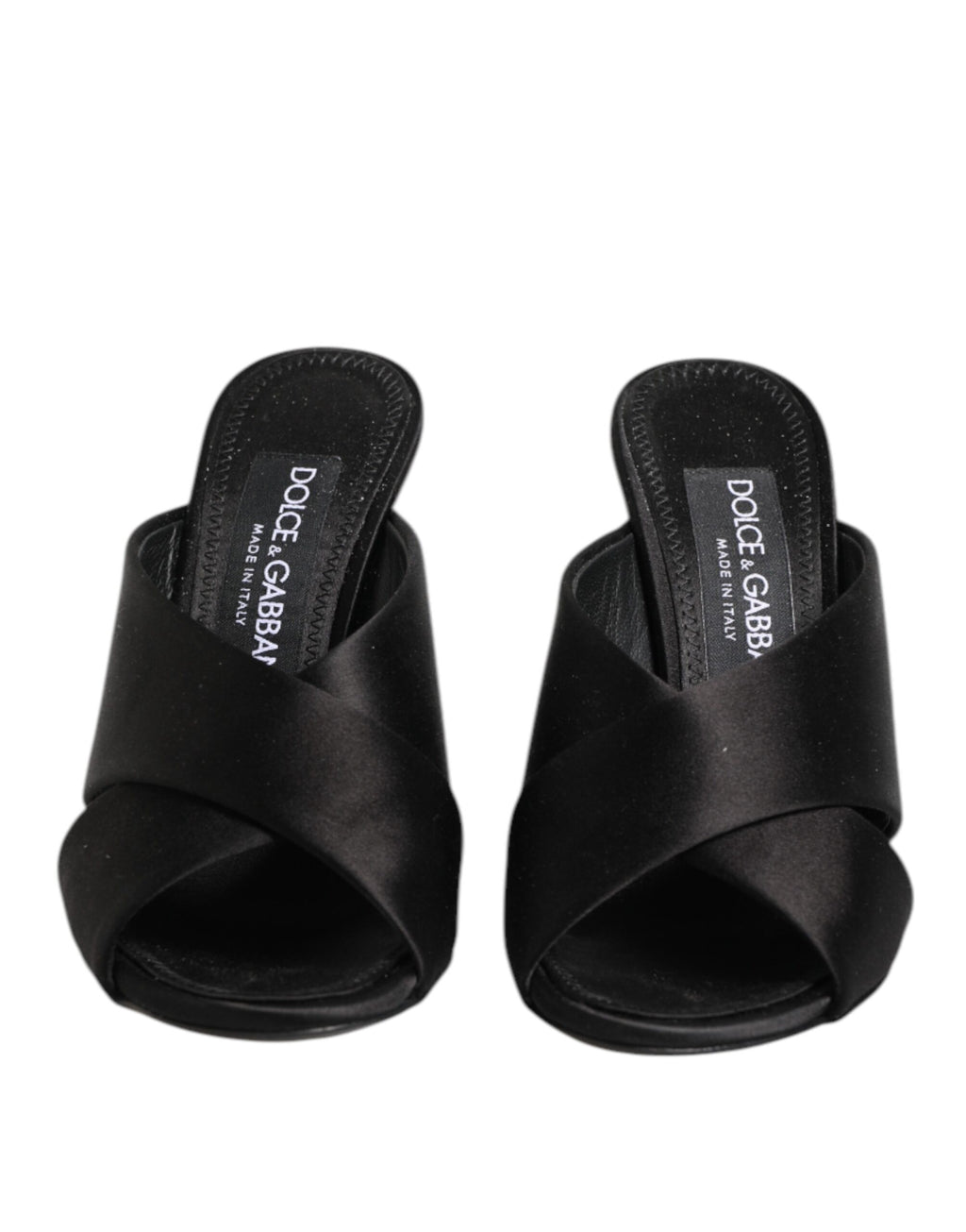 Black Logo KEIRA Satin Slides Sandals Shoes