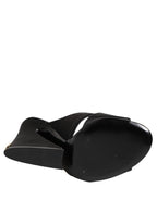 Black Logo KEIRA Satin Slides Sandals Shoes