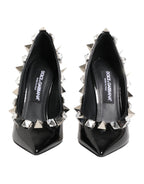 Black Crystals Studs Stiletto Pumps Shoes