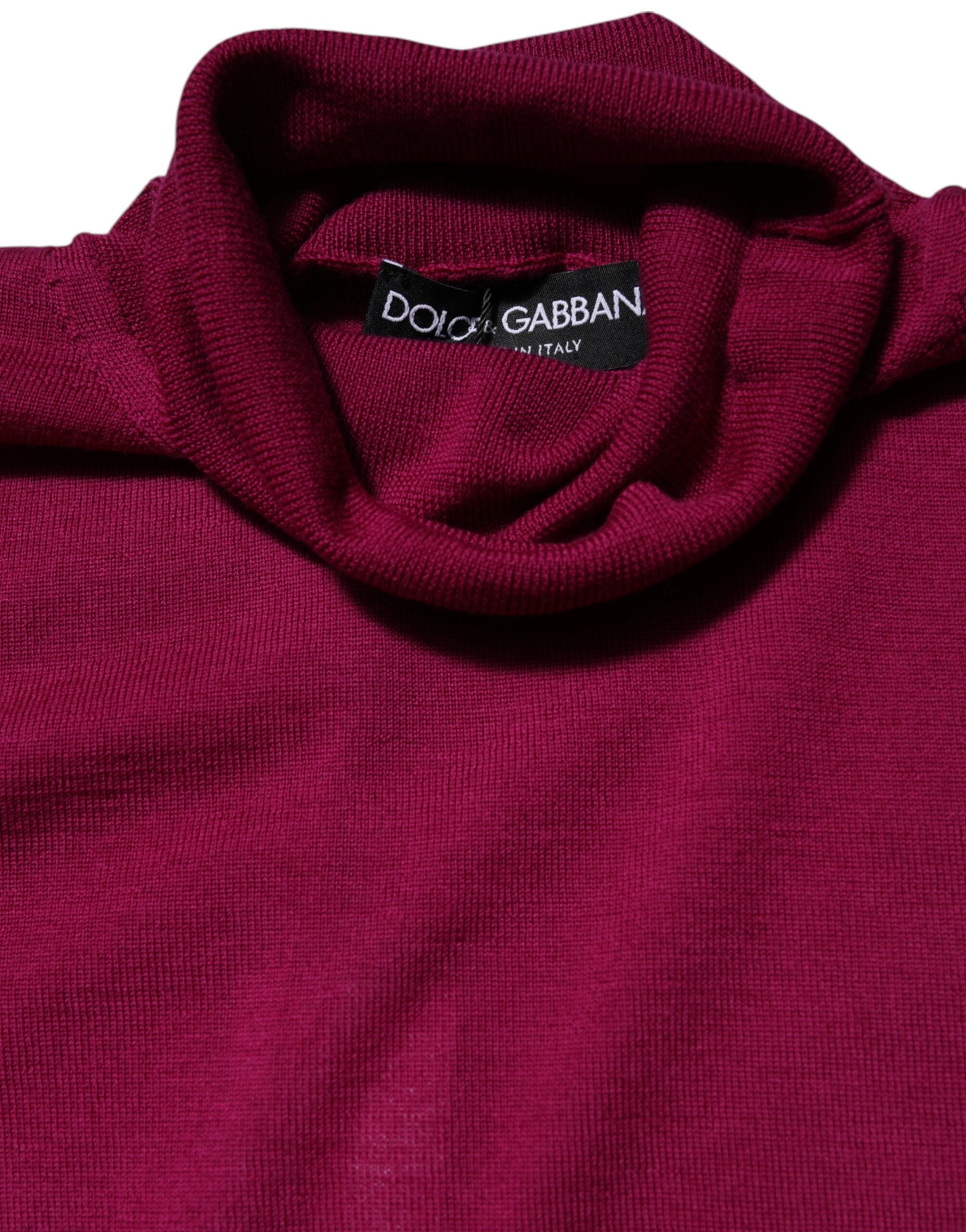 Fuchsia Wool Long Sleeves Turtleneck Sweater