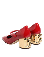 Red Leather DG Logo Heels Sandals Shoes