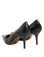 Black Exotic Leather Stiletto Pumps Shoes