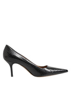 Black Exotic Leather Stiletto Pumps Shoes