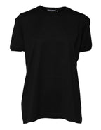 Black Cotton Goodluck Tee Crew Neck T-shirt