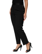 Black Wool HighWaist Tapered Trouser Pants