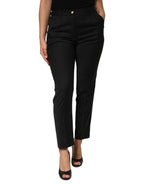 Black Polyester Tapered Women Trouser Pants