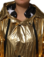 Gold Hooded Long Sleeves Trench Coat Jacket