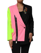 Multicolor Patchwork Embellished Coat Jacket