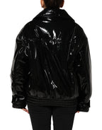 Black Polyester Quilted Puffer Coat Jacket