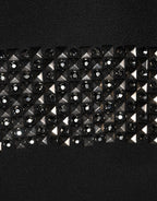 Black Crystal Embellished Collared Mini Dress