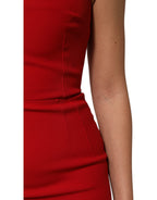 Red Stretch Bodycon Sheath Knee Length Dress