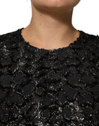 Black Sequin Bouclé Tweed Sheath Dress
