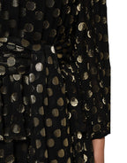 Black Gold Polka Dot Silk Brocade Mini Dress