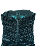 Green Silk Satin Fitted Strapless Dress