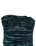 Green Silk Satin Fitted Strapless Dress