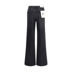 Black Cotton Flared Jeans