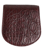 Burgundy Exotic Skin Coin Condom Case Holder Pocket Wallet
