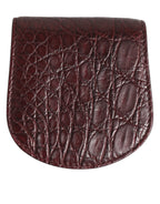 Burgundy Exotic Skin Coin Condom Case Holder Pocket Wallet