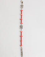 Silver Tone Brass Beaded Resin DG Logo Chain Men Bracelet