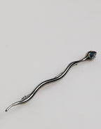 Black Brass Crystal Spilla Serpente Mens Brooch Pin