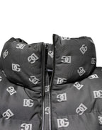 Black DG Monogram Full Zip Puffer Men Jacket