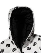 White DG Monogram Hooded Puffer Jacket