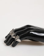 Silver Tone Brass Lettering Set 5 Pieces Adjustable Ring