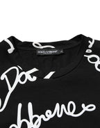 Black Logo Print Cotton Crew Neck T-shirt
