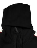 Black Cotton Plaque Track Cardigan Sweater