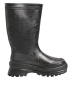 Metallic Black Pull On Rain Boots Men Shoes
