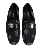Blue Logo Cotton Loafers Formal Dress Shoes
