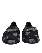 Blue Logo Cotton Loafers Formal Dress Shoes