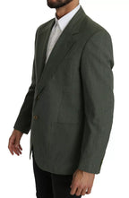 Green Linen Blazer One Piece Single Breasted Jacket