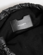 Black Cashmere Knitted Leather Shoulder Women Borse Bag