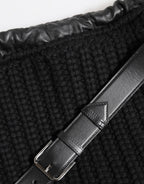 Black Cashmere Knitted Leather Shoulder Women Borse Bag