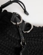 Black Cashmere Knitted Leather Shoulder Women Borse Bag