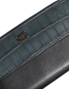 Black Blue Exotic Leather Men Continental Clutch Wallet