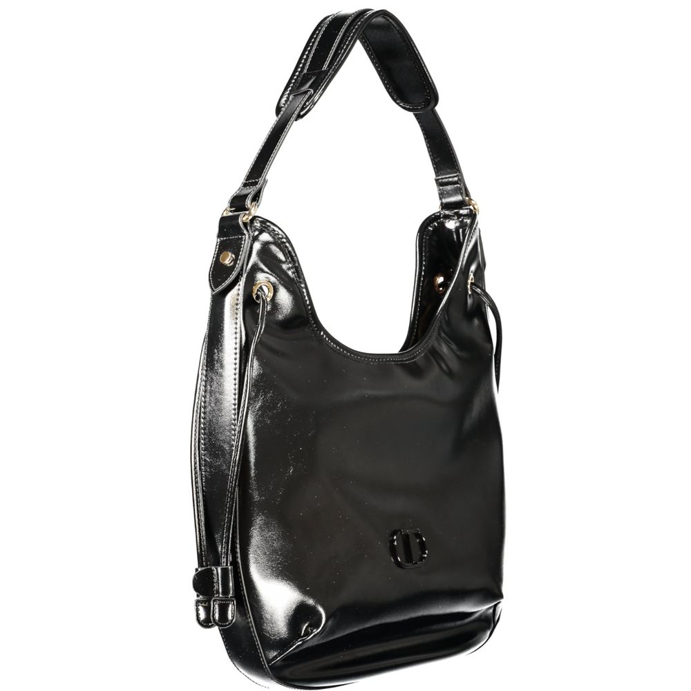 Black Polyurethane Women Hobo Bag