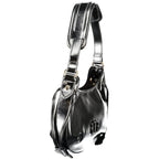 Black Polyurethane Women Hobo Bag